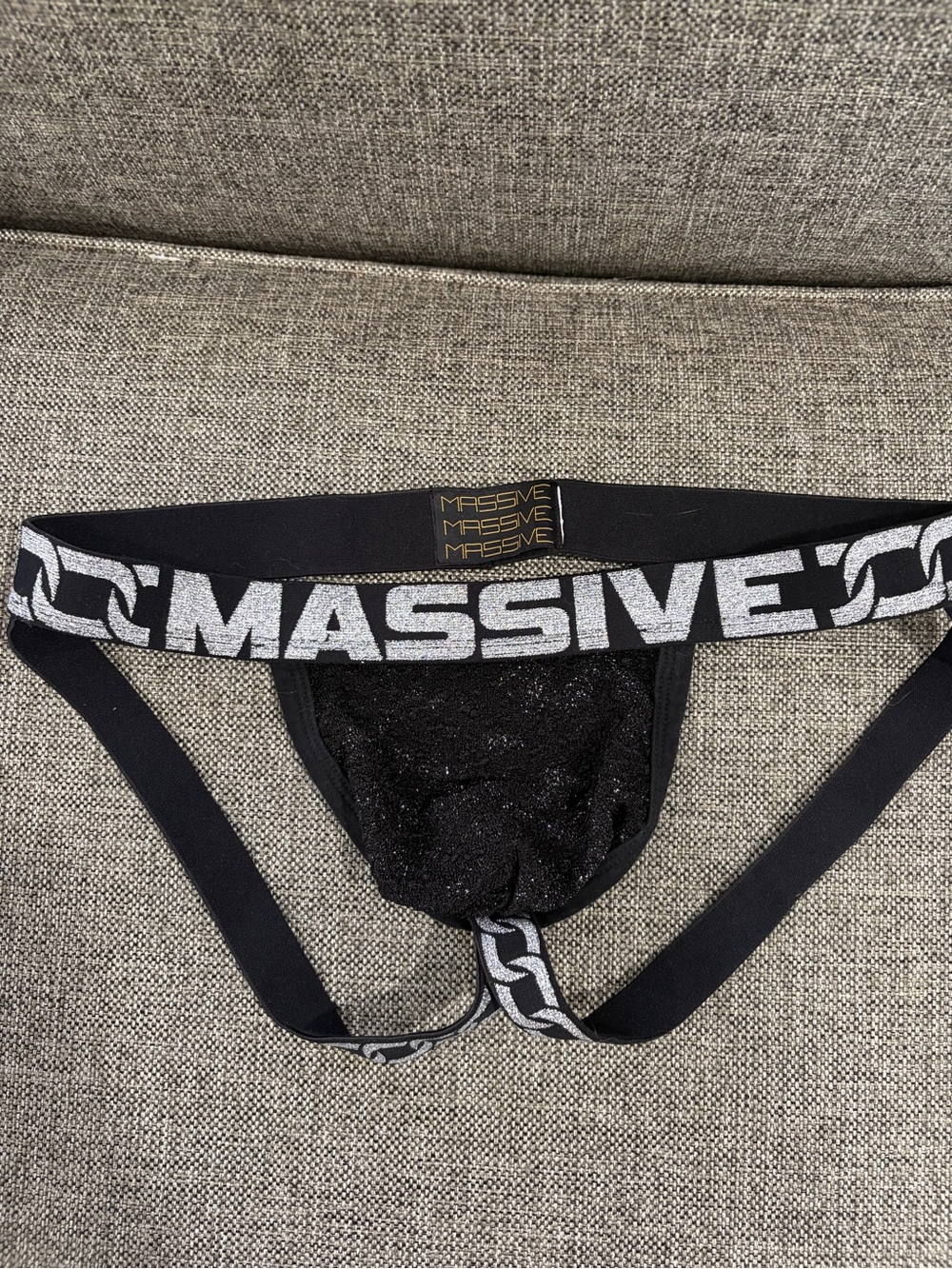 Andrew Christian Black Massive Glitter Jockstrap